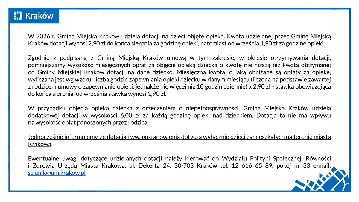 Krakow dofinansowanie 2026